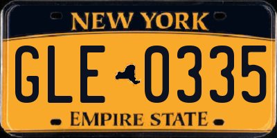 NY license plate GLE0335