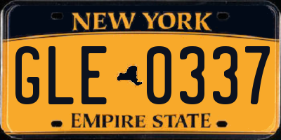 NY license plate GLE0337