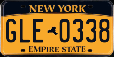 NY license plate GLE0338