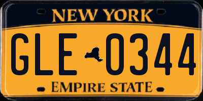NY license plate GLE0344