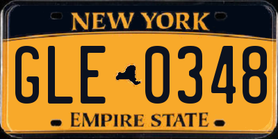 NY license plate GLE0348