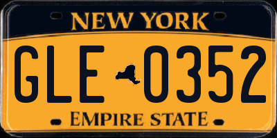 NY license plate GLE0352
