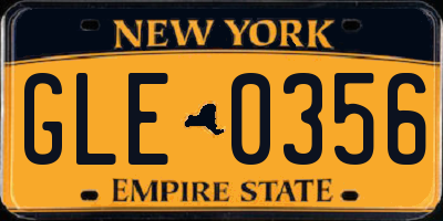 NY license plate GLE0356