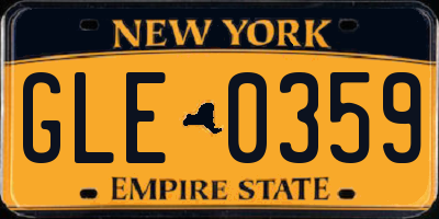 NY license plate GLE0359