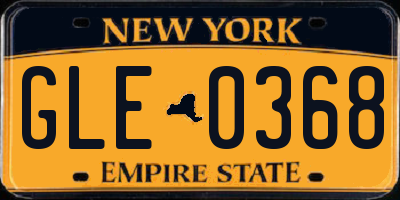 NY license plate GLE0368