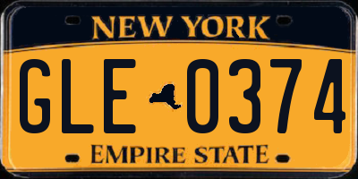 NY license plate GLE0374