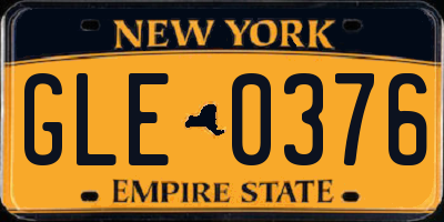 NY license plate GLE0376