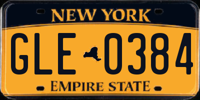 NY license plate GLE0384
