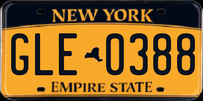 NY license plate GLE0388