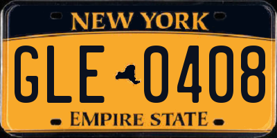 NY license plate GLE0408