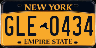 NY license plate GLE0434