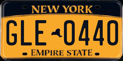 NY license plate GLE0440