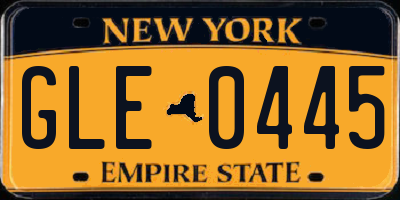 NY license plate GLE0445