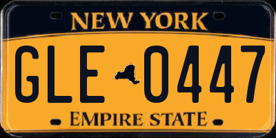 NY license plate GLE0447