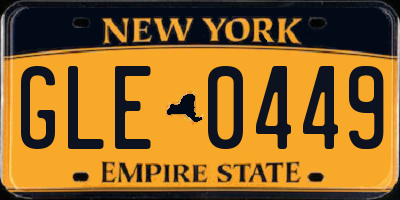 NY license plate GLE0449