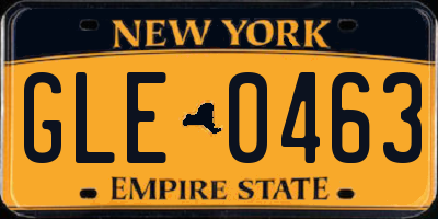 NY license plate GLE0463