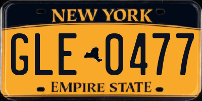 NY license plate GLE0477