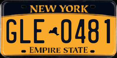 NY license plate GLE0481