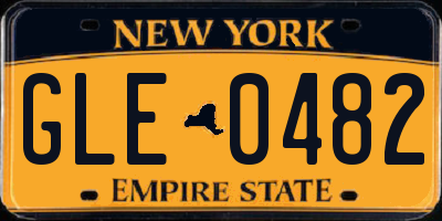 NY license plate GLE0482