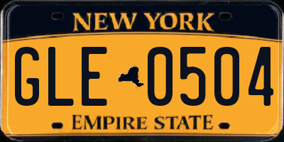 NY license plate GLE0504