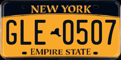 NY license plate GLE0507