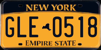 NY license plate GLE0518