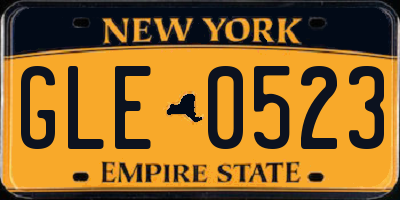 NY license plate GLE0523