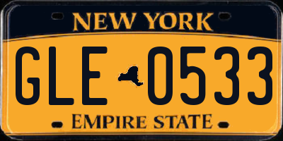 NY license plate GLE0533