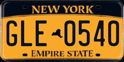 NY license plate GLE0540
