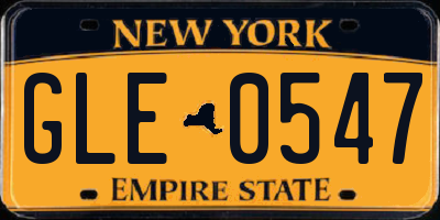 NY license plate GLE0547