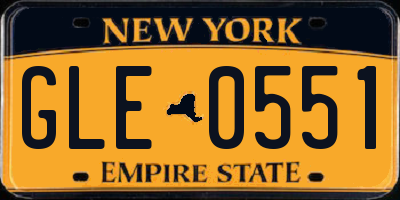 NY license plate GLE0551