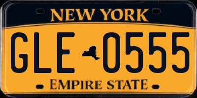 NY license plate GLE0555