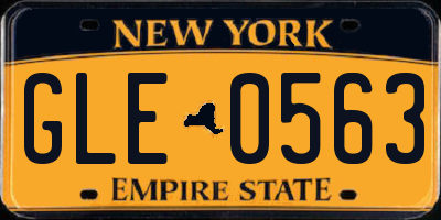 NY license plate GLE0563