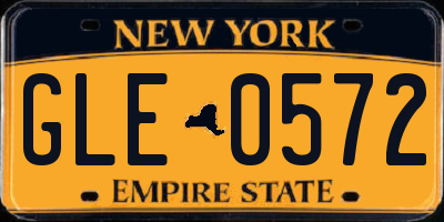 NY license plate GLE0572