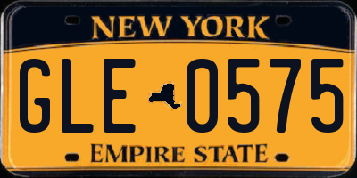 NY license plate GLE0575
