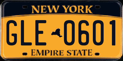 NY license plate GLE0601