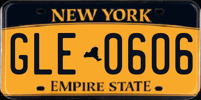 NY license plate GLE0606
