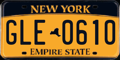 NY license plate GLE0610