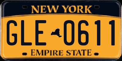 NY license plate GLE0611