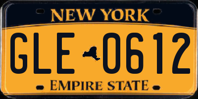 NY license plate GLE0612