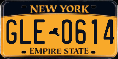 NY license plate GLE0614