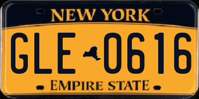 NY license plate GLE0616