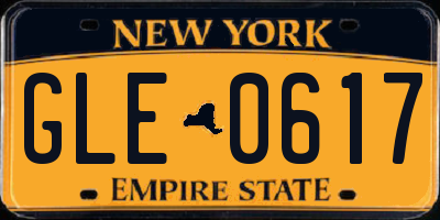 NY license plate GLE0617