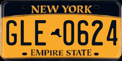 NY license plate GLE0624