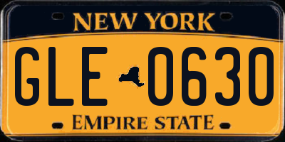 NY license plate GLE0630