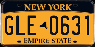 NY license plate GLE0631