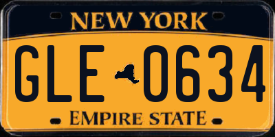 NY license plate GLE0634