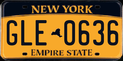 NY license plate GLE0636