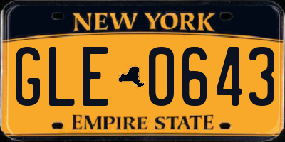 NY license plate GLE0643