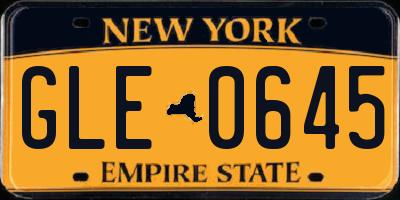 NY license plate GLE0645